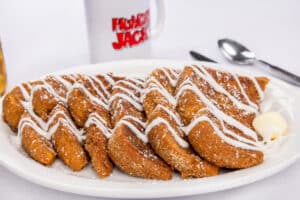 Hungry Jack’s signature Cinnamon Crunch French Toast, a local favorite for breakfast in the Crosby and Lake Houston area.
