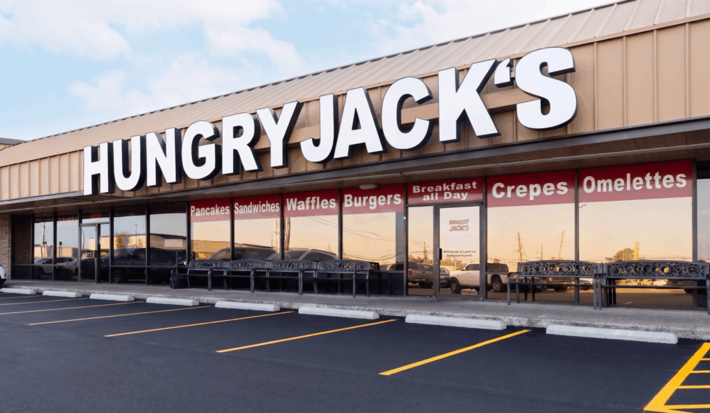 Hungry Jack's restaurant storefront in Crosby, TX, serving the communities of Channelview, Northshore, Huffman, and Sheldon.